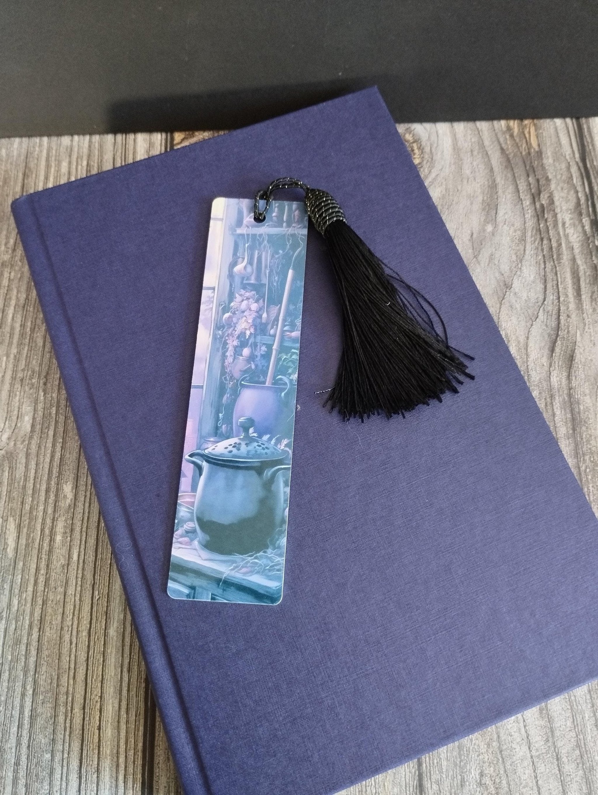 Gothic Cauldron Bookmark: Metal Witch Bookmark with Tassel