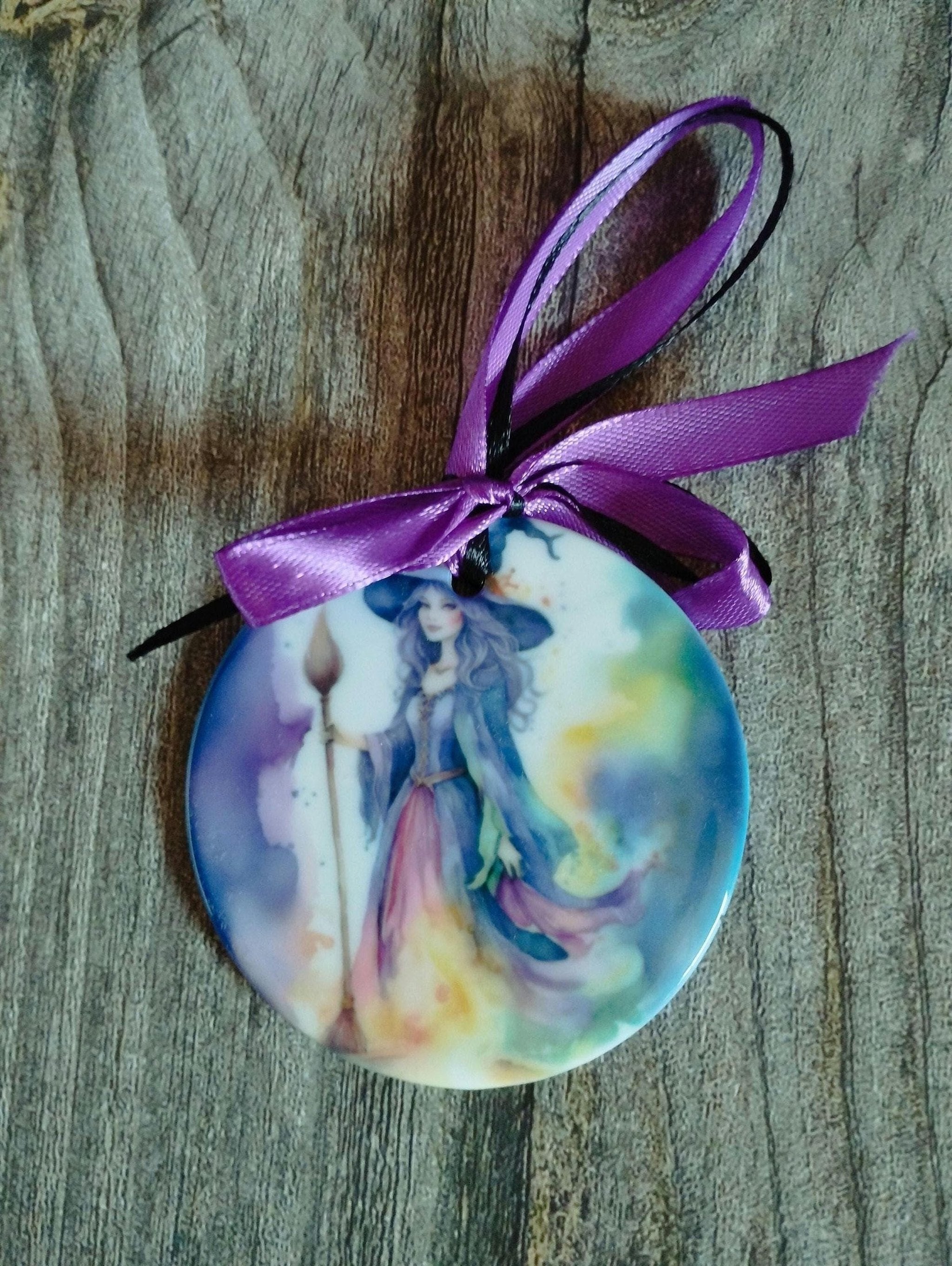 Witch Ceramic Christmas/Halloween Decoration: Gothic Tree Ornament