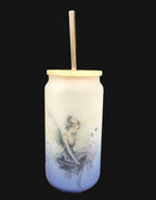Tumbler with a design of a fairy sitting on a cloud against a dark background