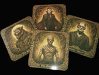 4 coasters with classic monster on