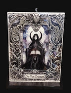 Framed tarot card titled 'The High Priestess' with decorative border