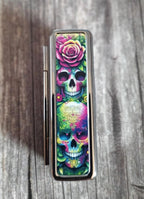 Skull Lipstick Case: Gothic Metal Lipstick Tin with Mirror