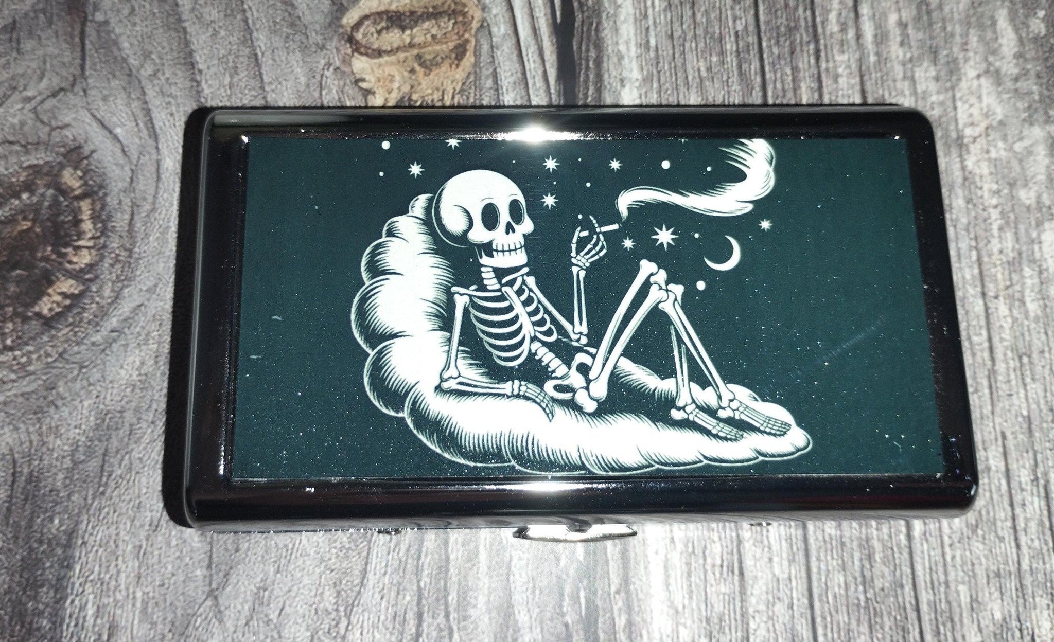 Metal Cigarette Case , Gothic Cigarette case, Skeleton cigarette case