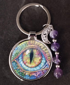 Dragon Keyring with Amethyst Beads and charm