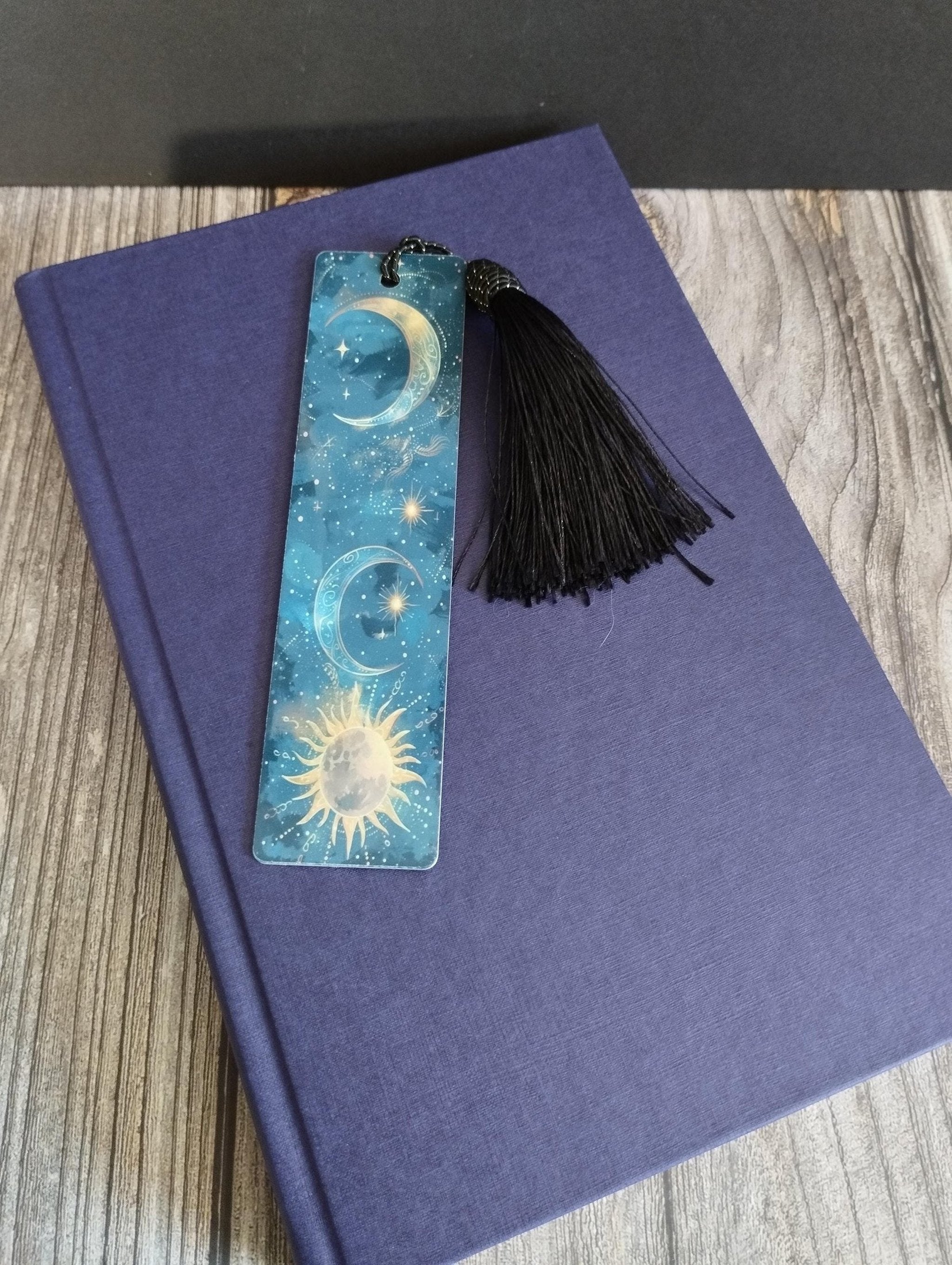 Gothic Metal Bookmark: Celestial Witch Design with Tassel