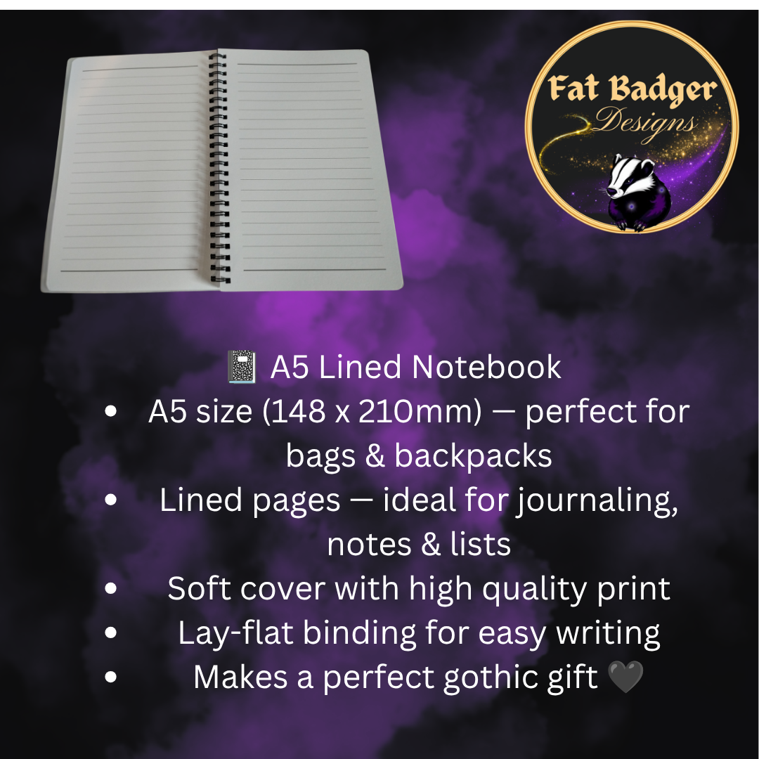 Witchy A5 Notebook | Cute Gothic Cat Journal & Witchy Stationery Gift