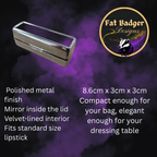 Lipstick case features and dimensions - Fat Badger Designs