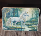 Unicorn in a forest design on a product packaging