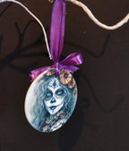 Day of the Dead Ceramic Tree Decoration: Gothic Halloween Ornament