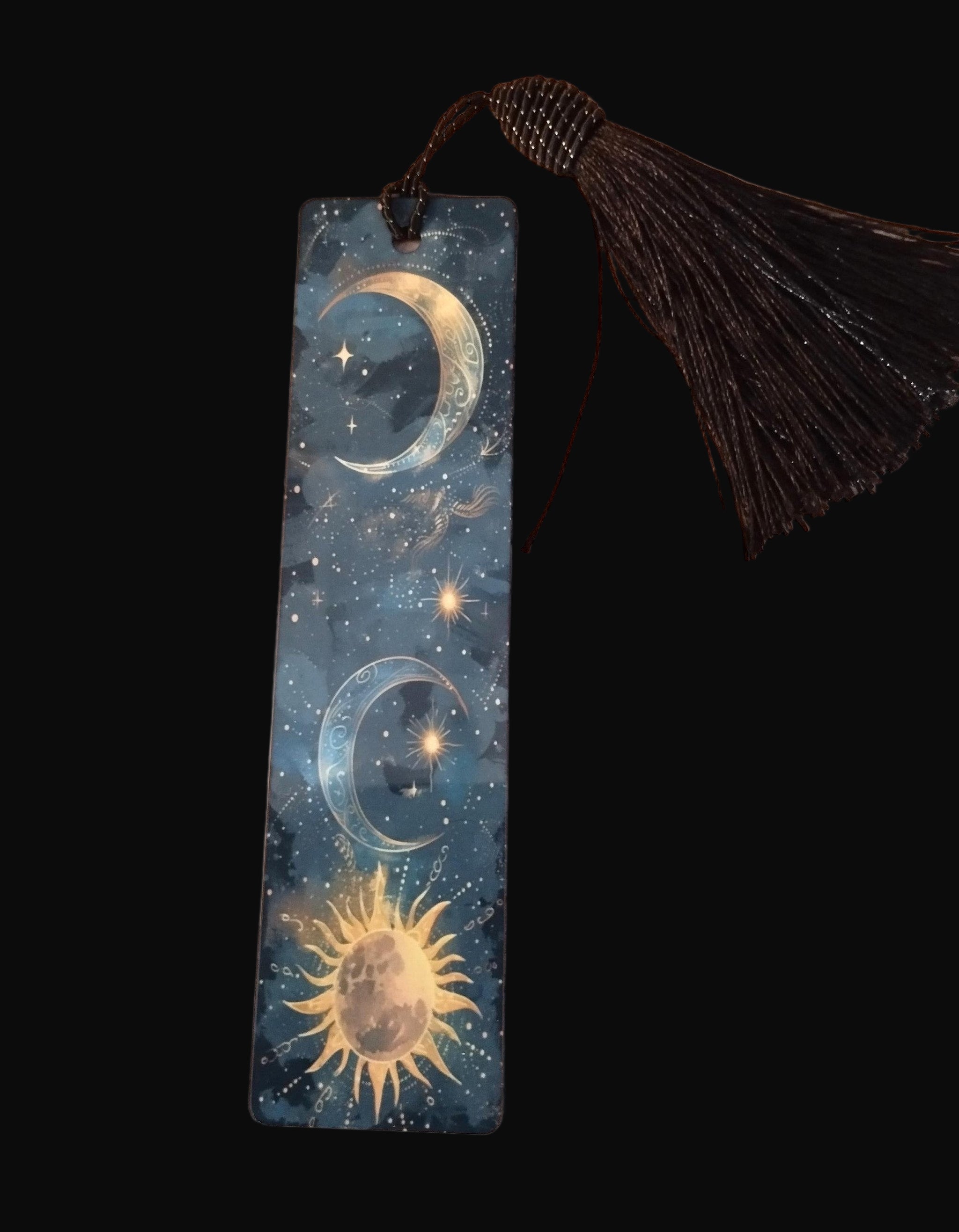 Gothic Metal Bookmark: Celestial Witch Design with Tassel