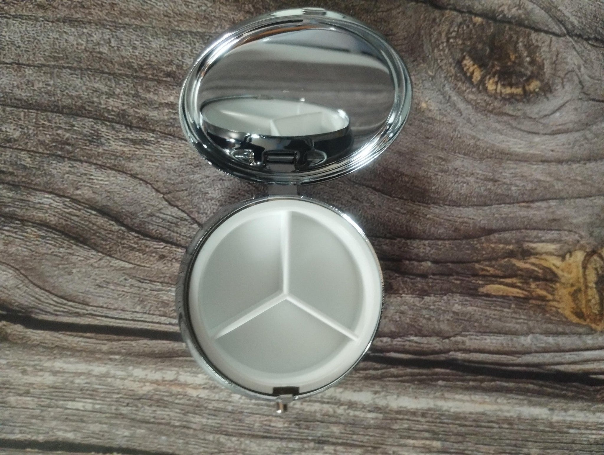 Silver Pill Tin with Dividers