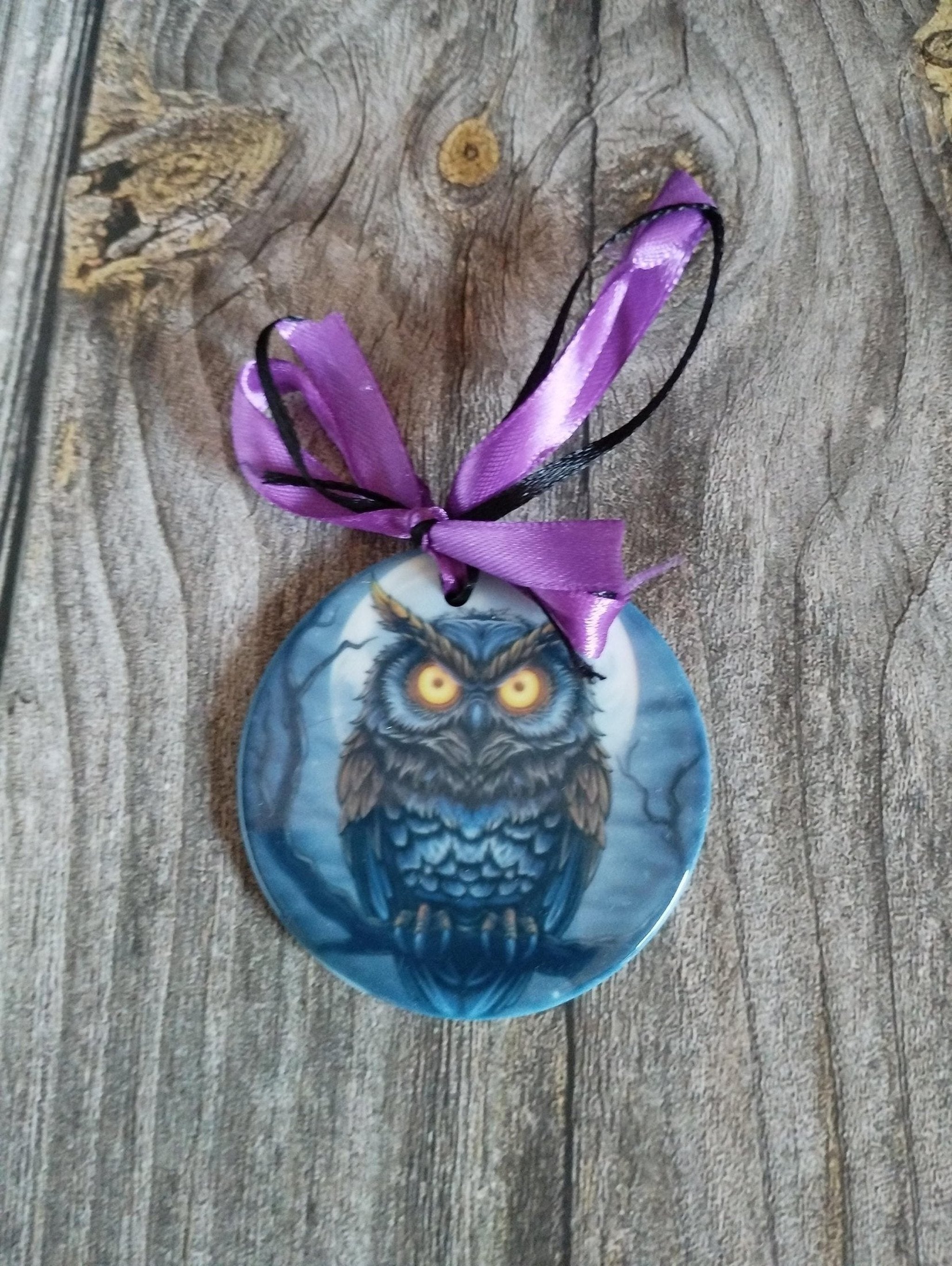 Owl Ceramic Decoration: Gothic Christmas/Halloween Ornament