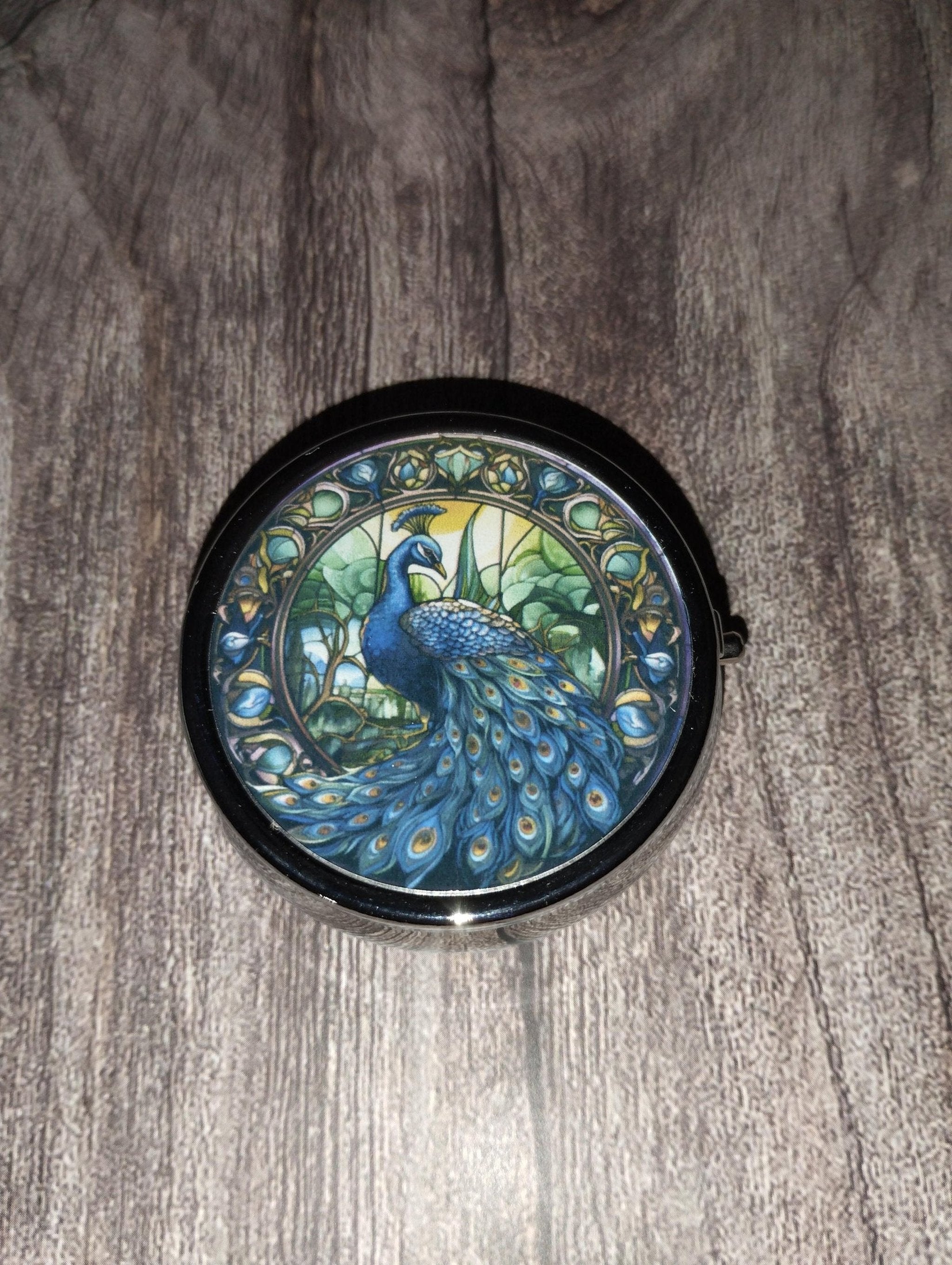 Peacock Pill Tin, Pill Box