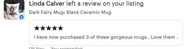 Dark Fairy Mug - Gothic Fantasy Black Ceramic Mug