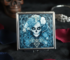 Day of the Dead Skull Compact Mirror - Gothic Calavera Pocket Makeup Mirror