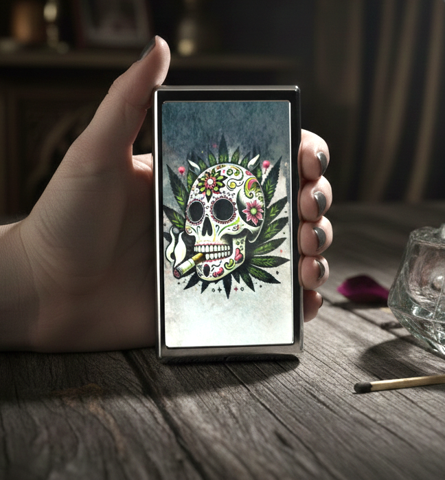 Metal Cigarette Case , Skull Cigarette case, Horror Cigarette case