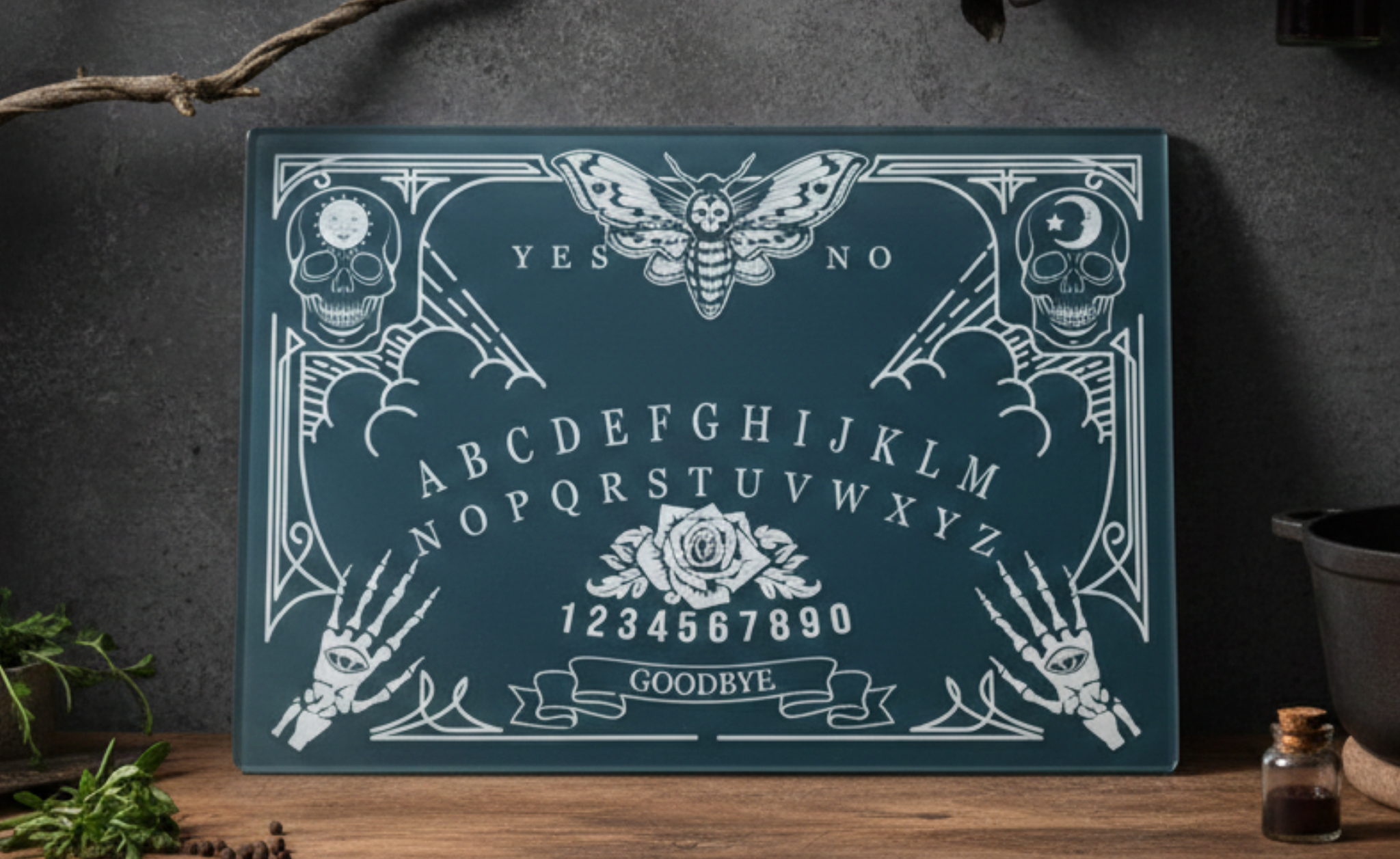 Ouija Board Glass Placemat & Chopping Board - Halloween Occult Decor