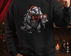 Black Gothic Horror Sweatshirt - Badger with Severed Santa Head | Dark Christmas Jumper