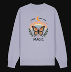 Make Your Own Magic sweatshirt in lavender with butterfly and rainbow design