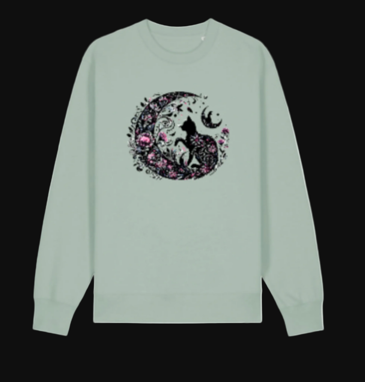 Celestial Cat Sweatshirt in Sage Green