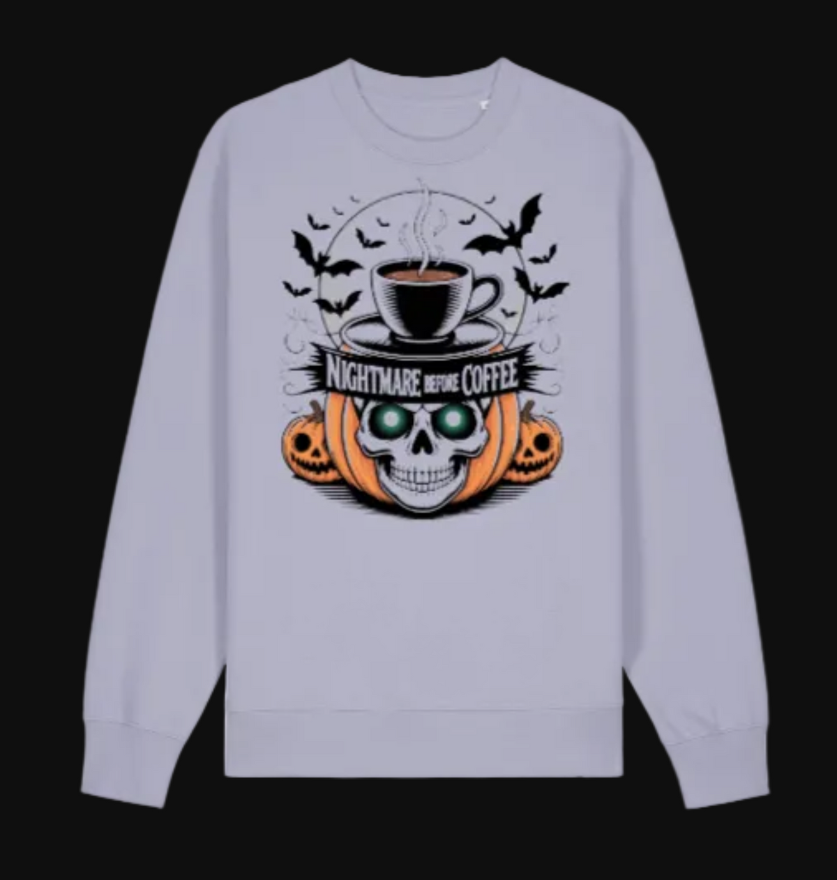 Nightmare Before Coffee sweatshirt in lavender