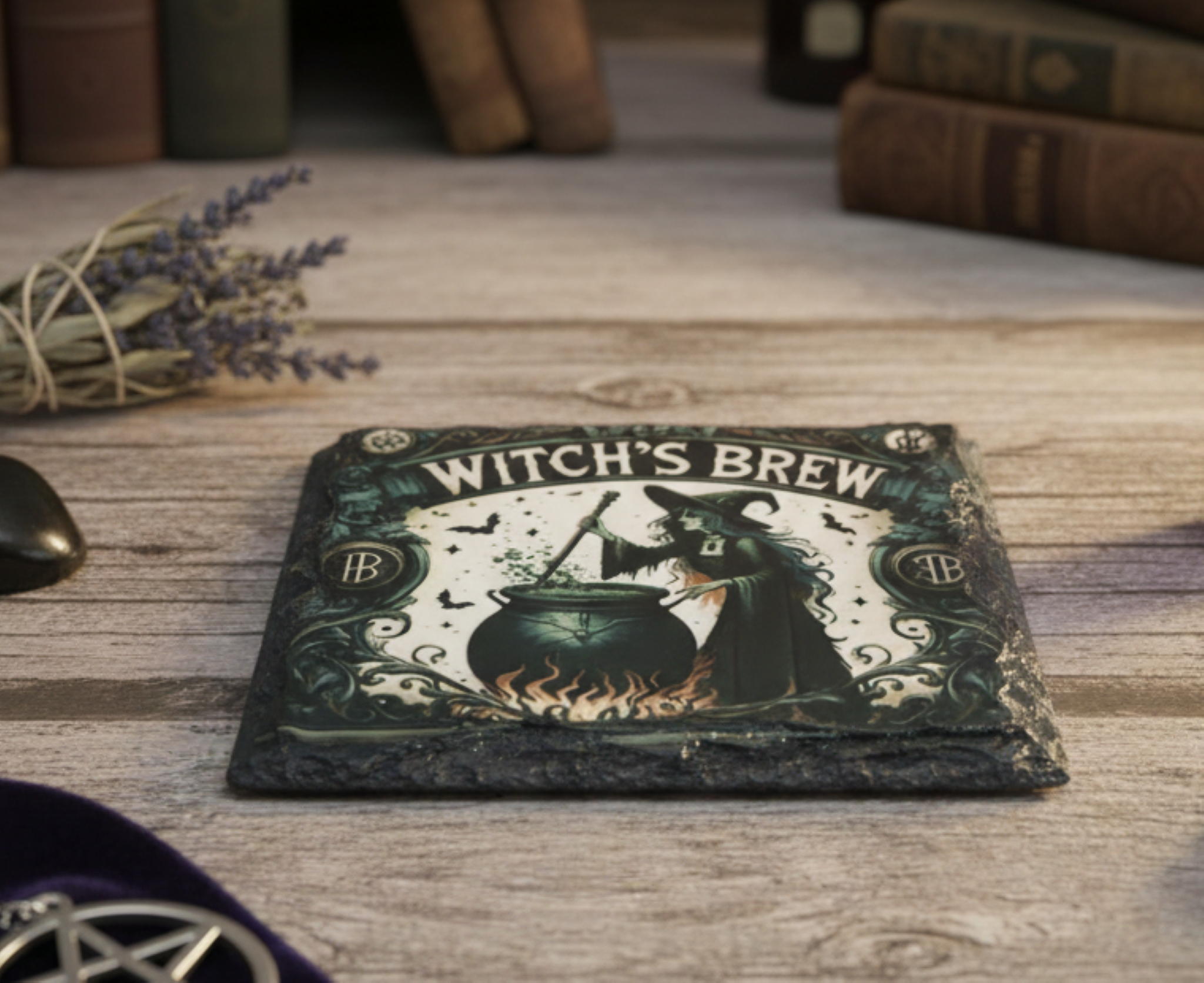Witch's Brew Slate Coaster | Halloween Witchy Homeware UK