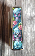 Gothic Skull Lipstick Case: Metal Lipstick Tin with Mirror