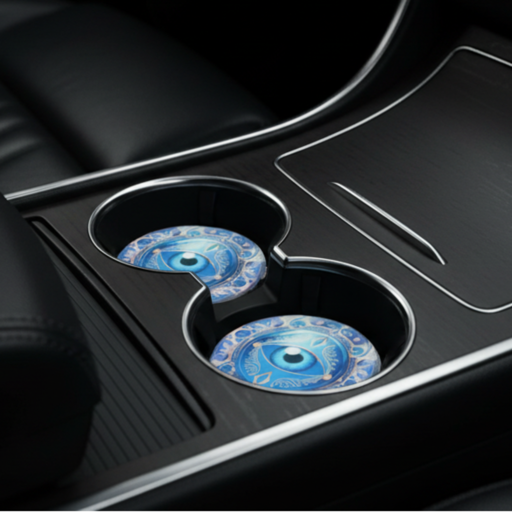 All Seeing Eye Car Coasters lifestyle image