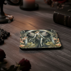 Art Deco Black and Gold Fairy Coaster Lifestyle - design visible