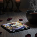 Art Deco Purple Fairy Slate Coaster Lifestyle