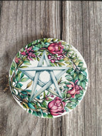 Pentagram Witch Coaster: Ceramic Pagan Altar Tile