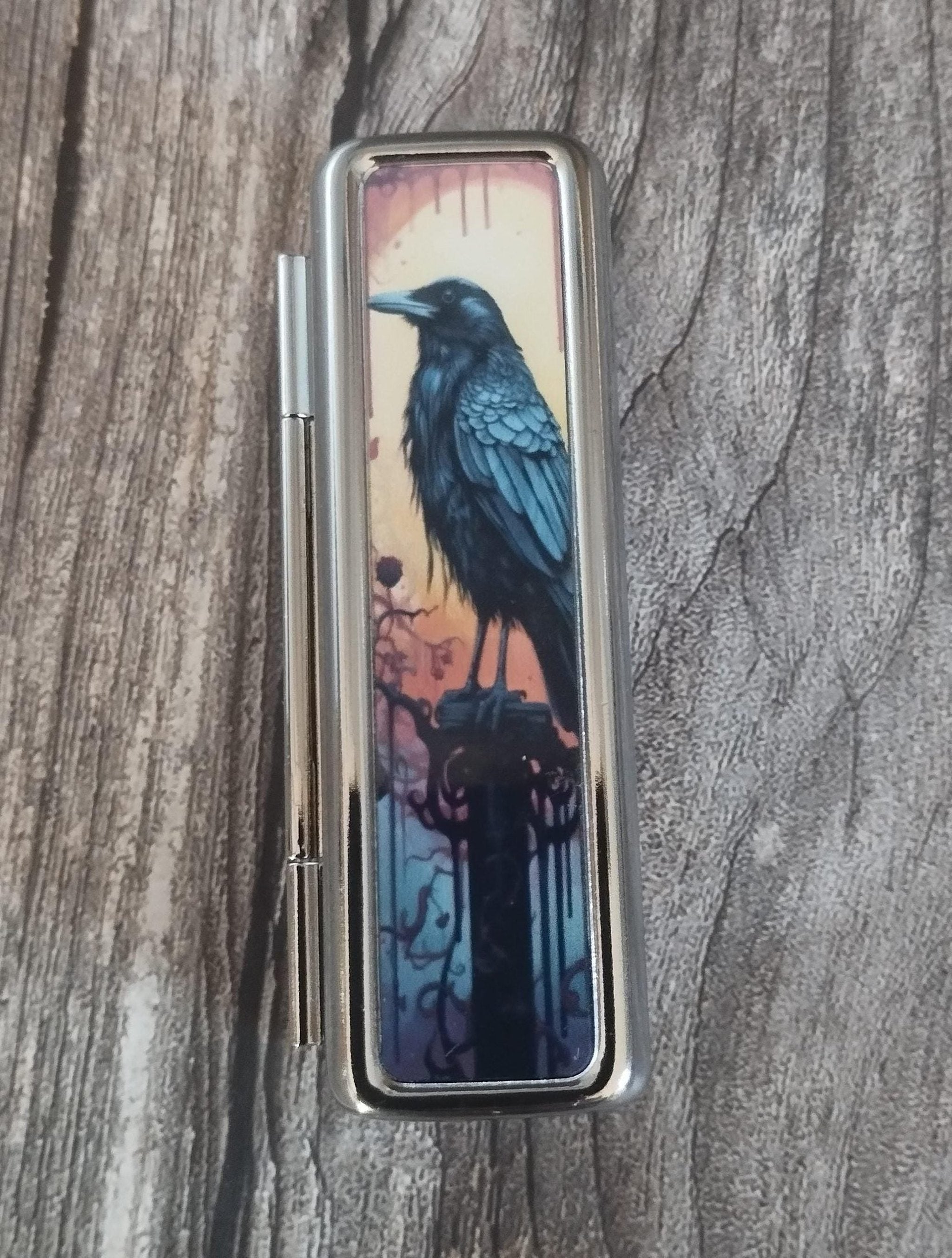 Raven Lipstick case, Witch lipstick holder, Lipstick tin
