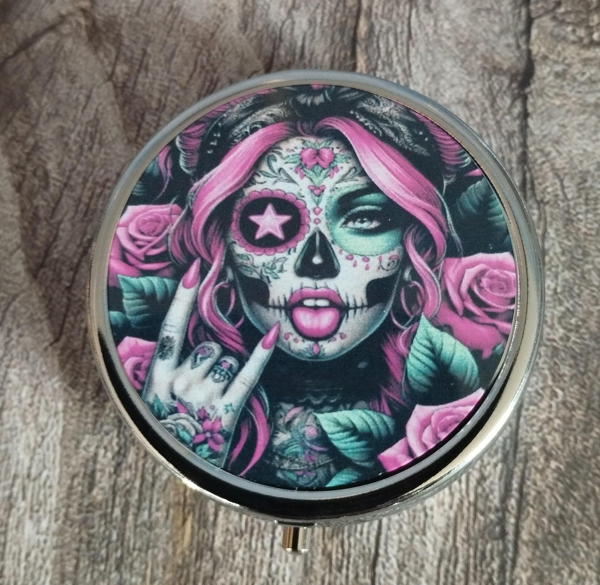 Day of the Dead Pill Tin, Pill Box, Gothic Pill Tin