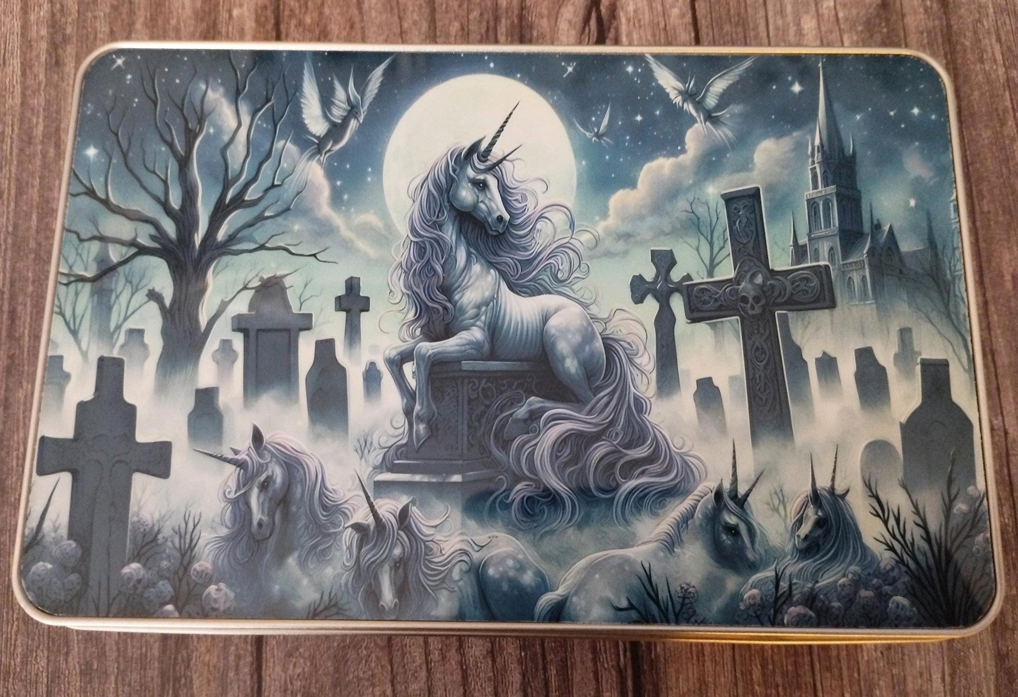 Unicorn Metal Storage Tin: Decorative Keepsake Box
