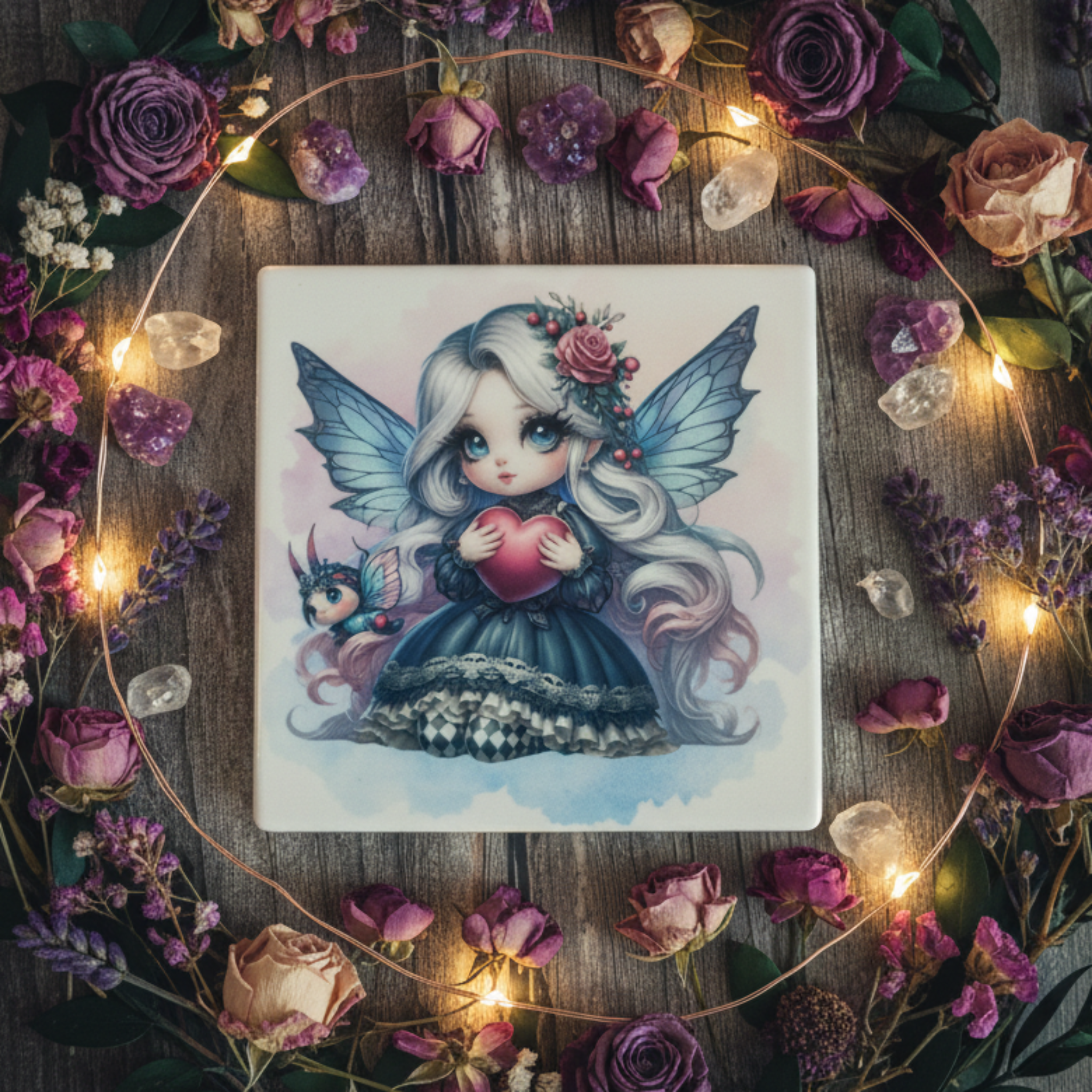 Ceramic Fairy Coaster Flat Lay