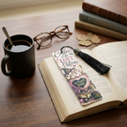 Coffee Is My Love Potion bookmark styled with a book and coffee in a cosy witchy reading nook
