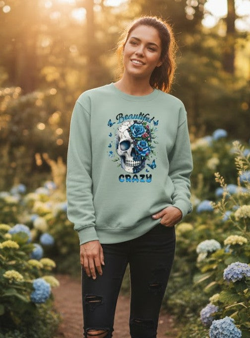 Gothic Sweater, Skull Sweatshirt, Gift for Mum, Beautiful Crazy sweater