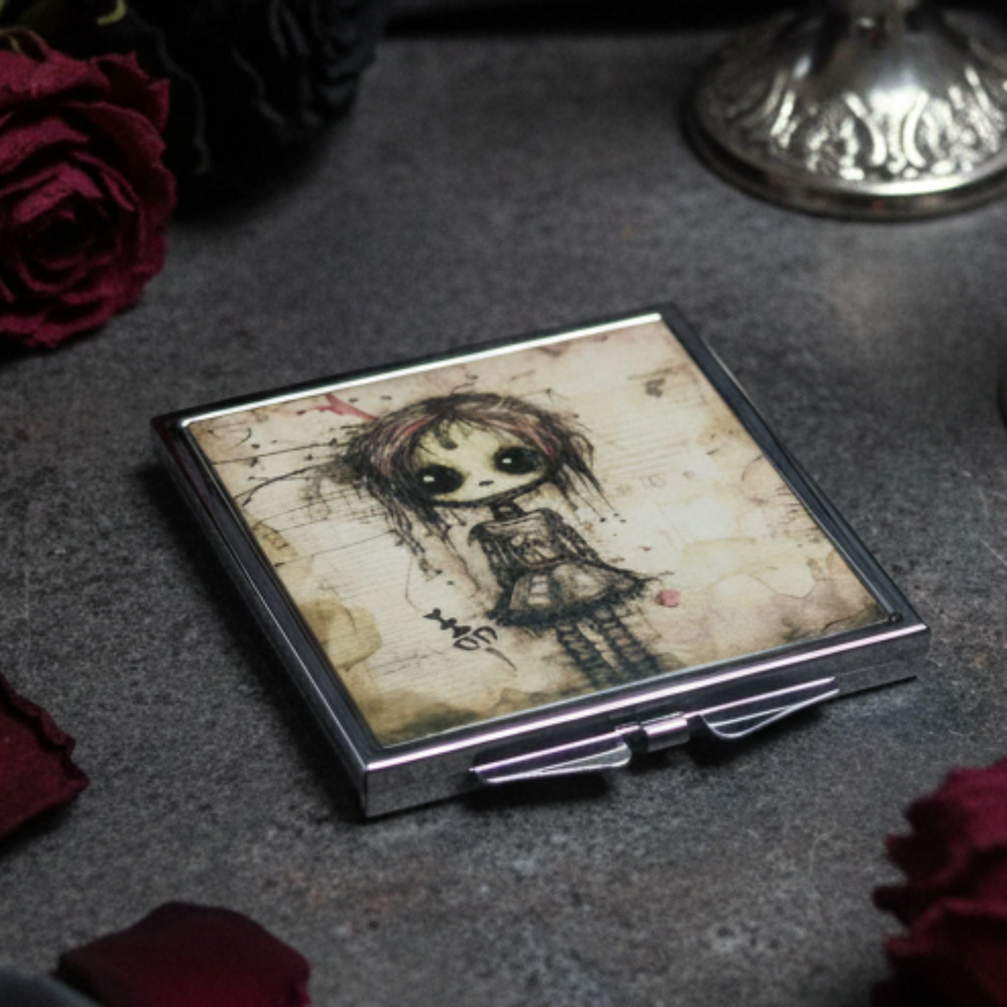 Creepy Doll Compact Mirror Lifestyle - Closed