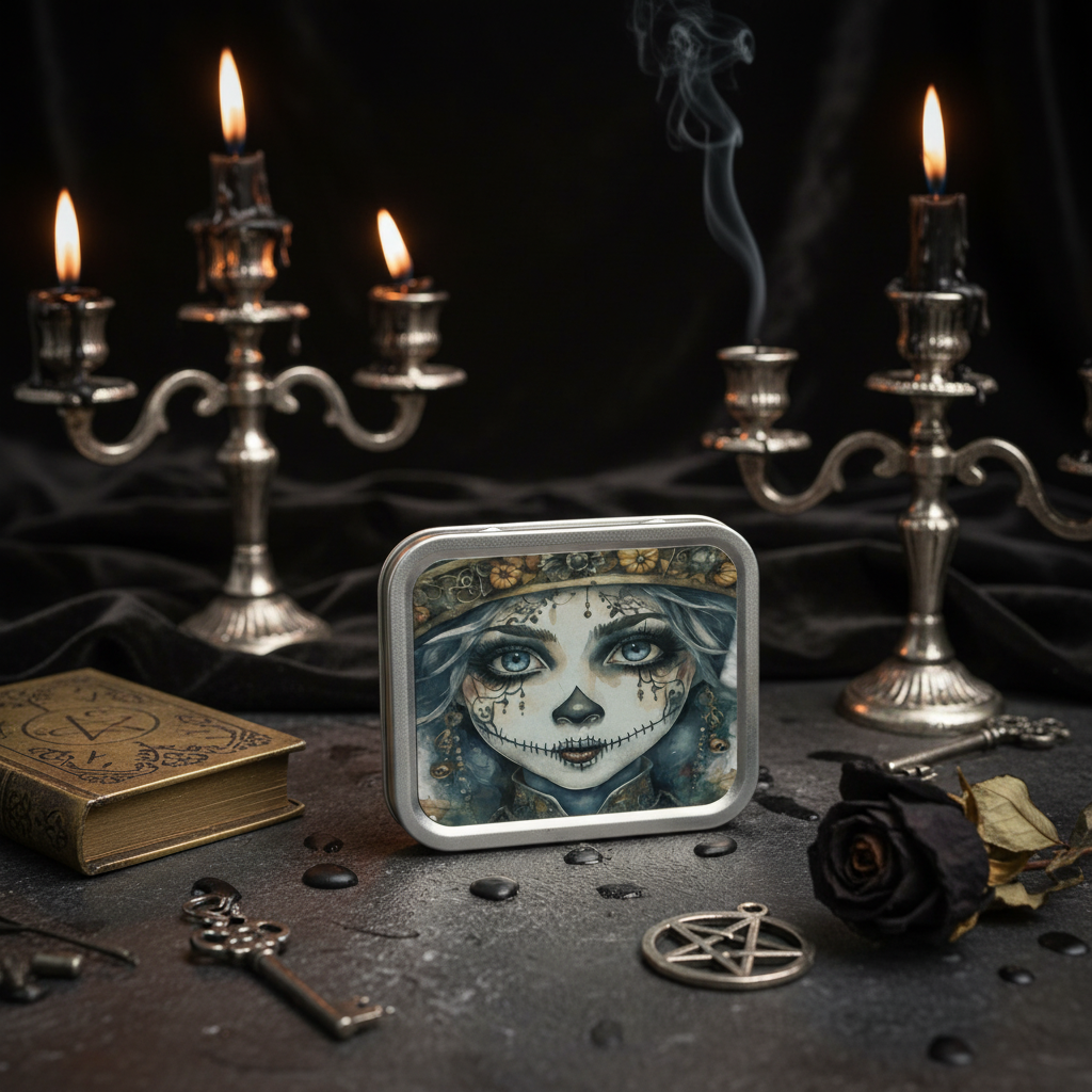 Creepy Doll Face Tobacco Tin social media image