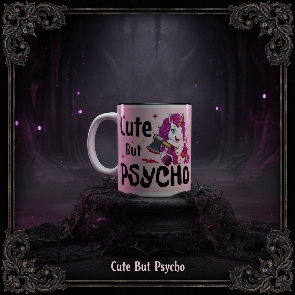 Cute But Psycho Unicorn Mug - Funny Halloween Ceramic Mug