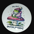 Slow Down and Be Present Ceramic Coaster - Frog & Mushroom Mindfulness Gift