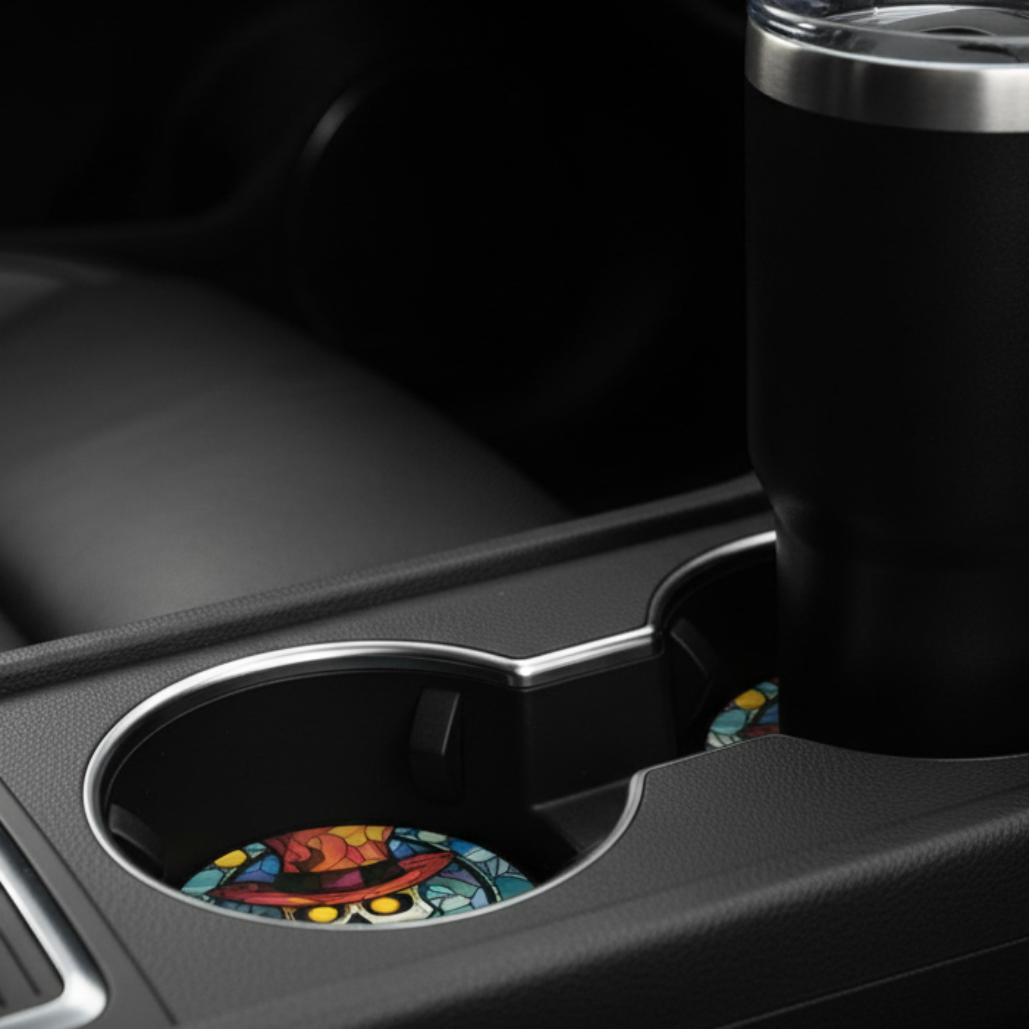 Dapper Skeleton Car Coasters — Lifestyle v2