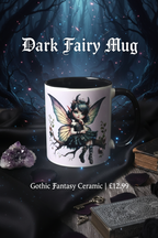 Dark Fairy Mug - Gothic Fantasy Black Ceramic Mug