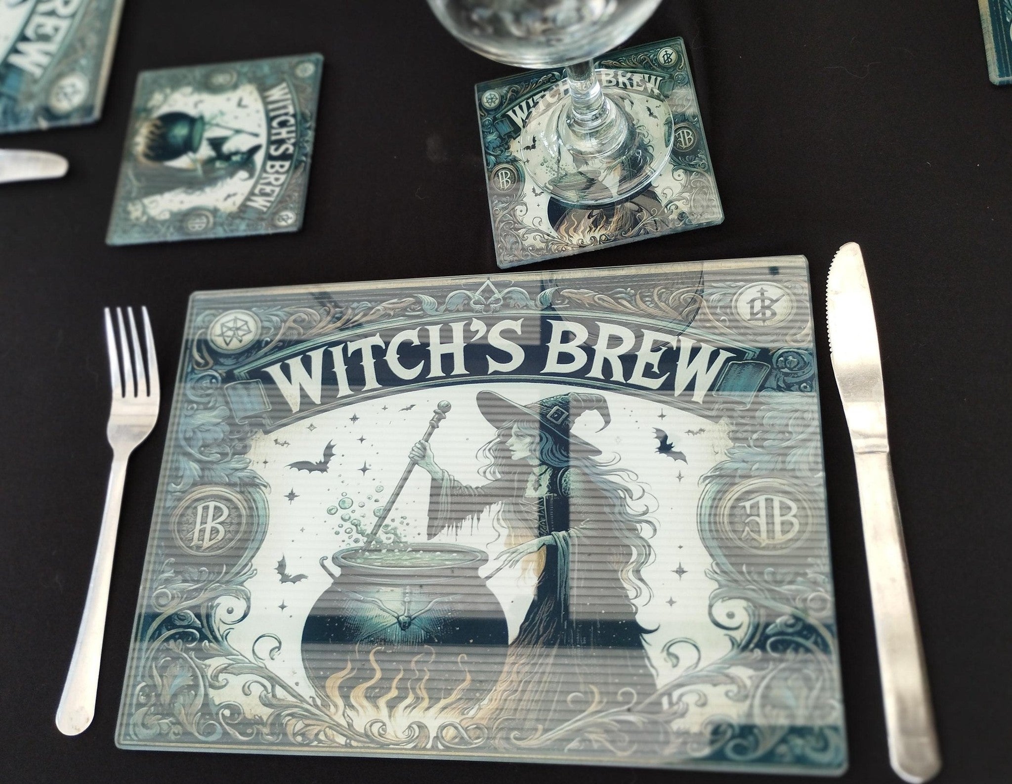 Witch Glass Placemat & Chopping Board - Halloween Kitchen Decor