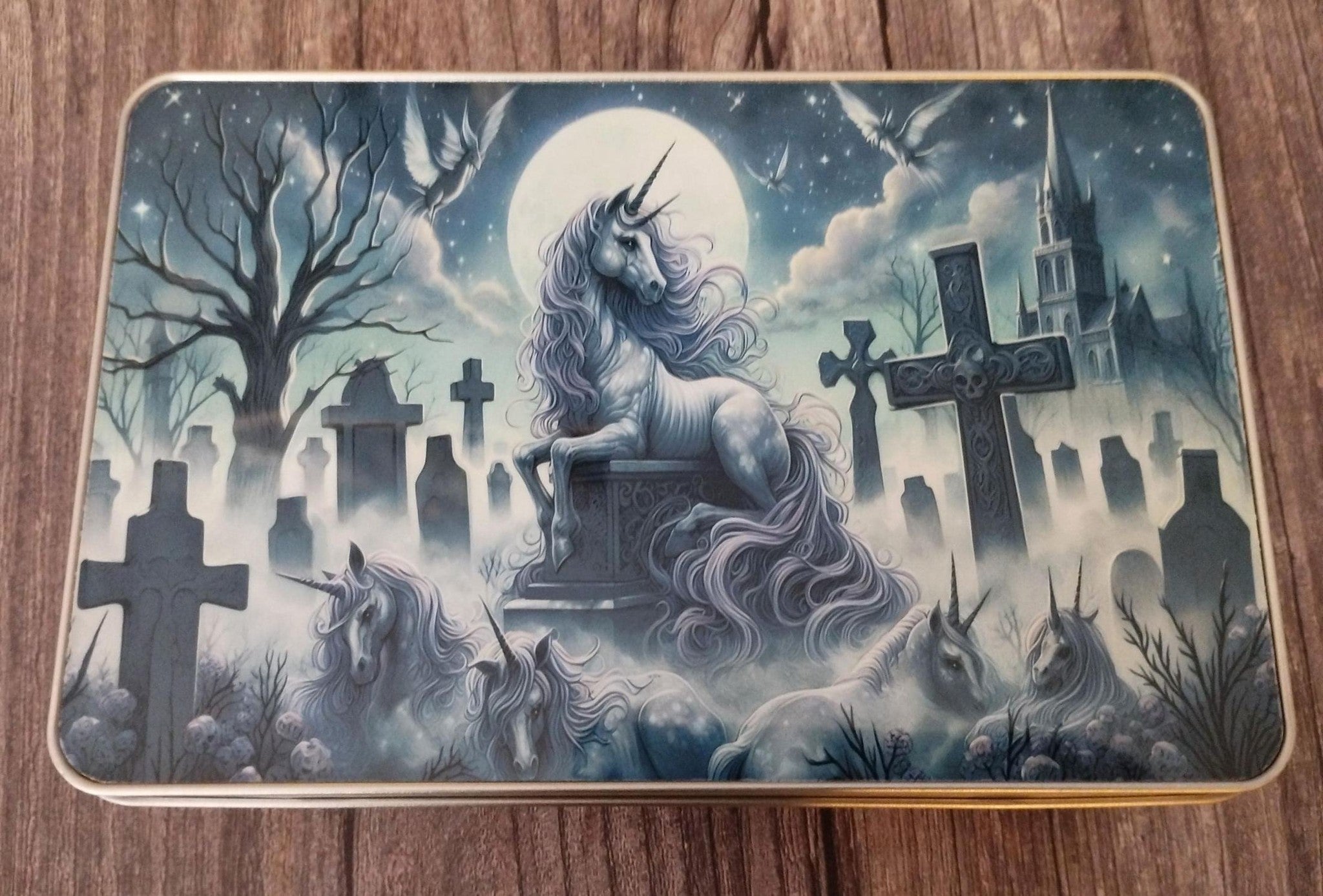 Unicorn Metal Storage Tin: Decorative Keepsake Box