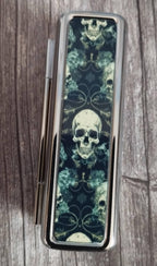 Gothic Skull Lipstick Case: Metal Lipstick Tin with Mirror