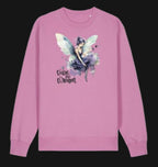 Pink sweatshirt with a fairy graphic and 'Dare to Dream' text on a white background