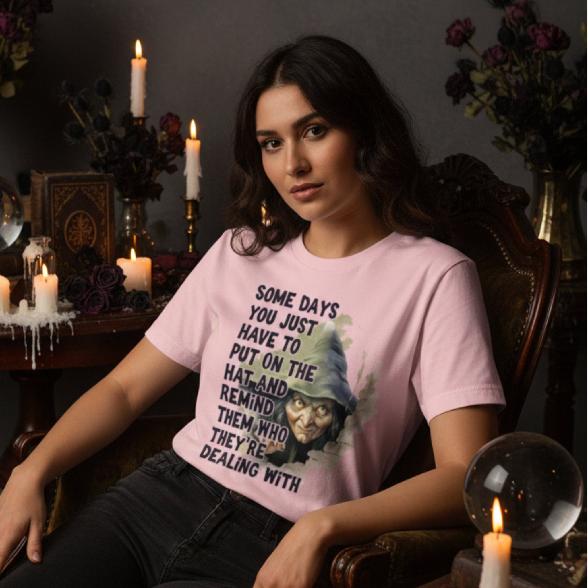 Funny Witch Tee - Pink Lifestyle