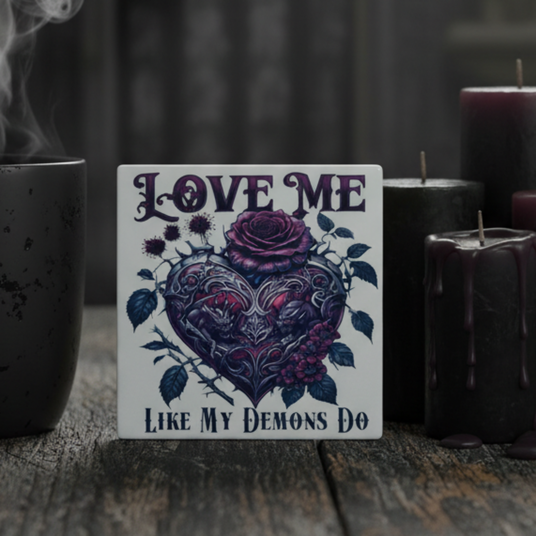 Gothic Demons Ceramic Coaster Lifestyle