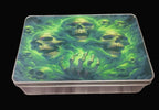 Green Skull Flames Gothic Storage Tin - Metal Rectangle Tin